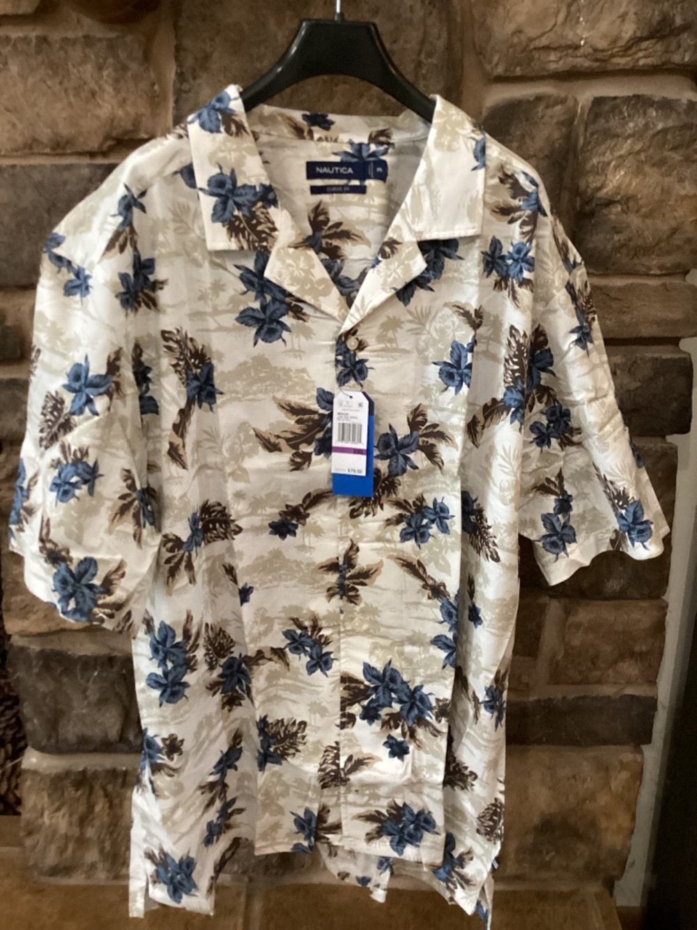 Nautica Big & Tall Men Shirt Size 2XL Short Sleeve Tropical‎ Classic Fit NWT